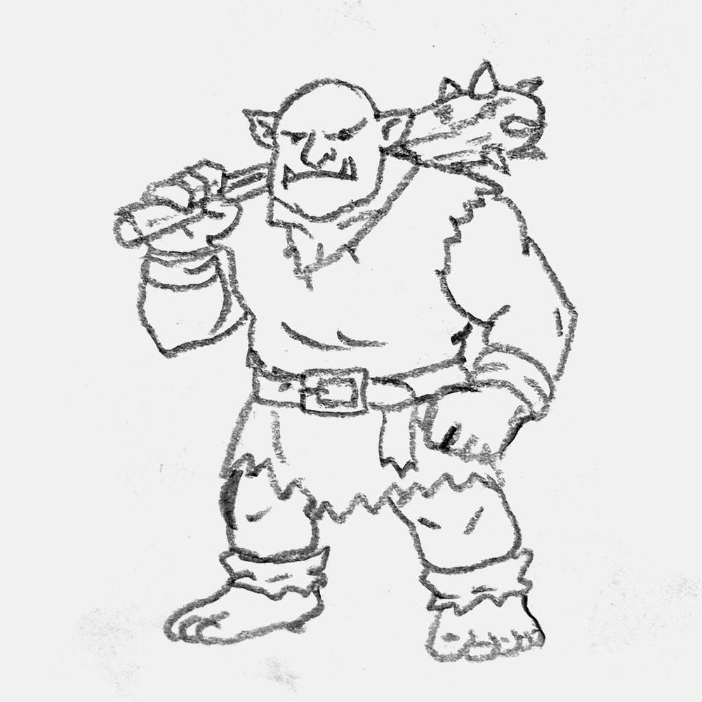 simple ogre pencil drawing