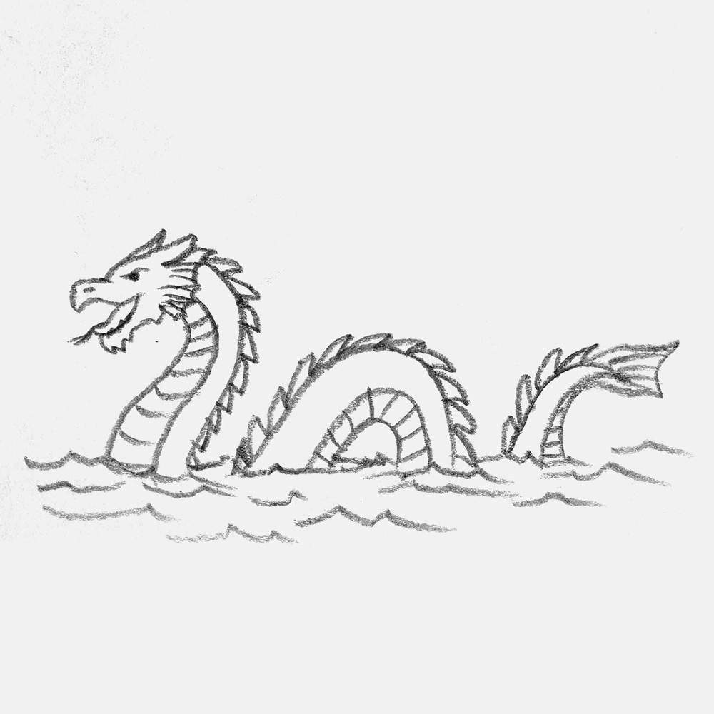 simple sea serpent pencil drawing