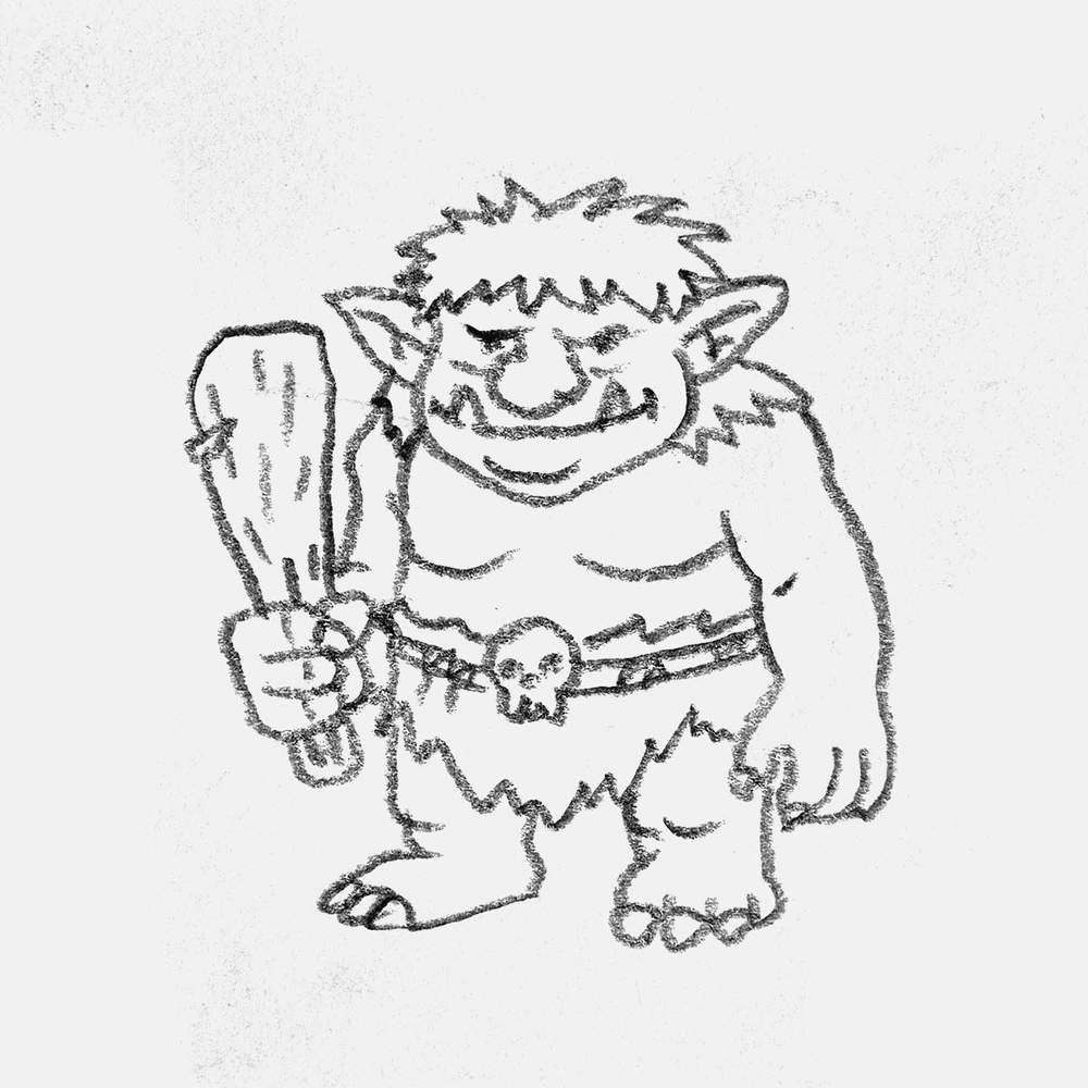 simple troll pencil drawing
