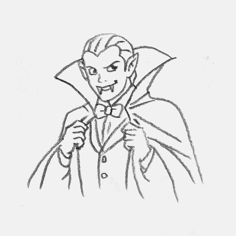 simple vampire pencil drawing