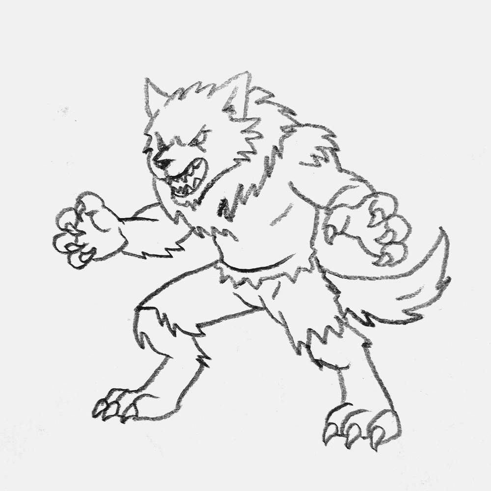 simple werewolf pencil drawing