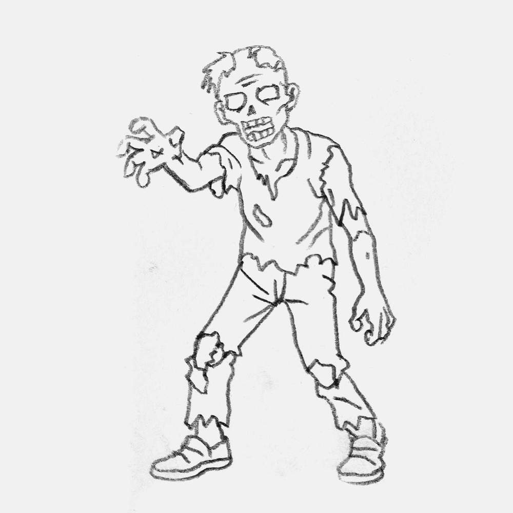 simple zombie pencil drawing