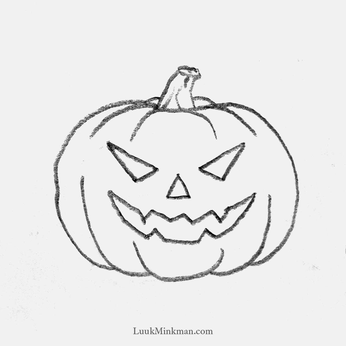 simple pencil drawing of a jack-o'-lantern