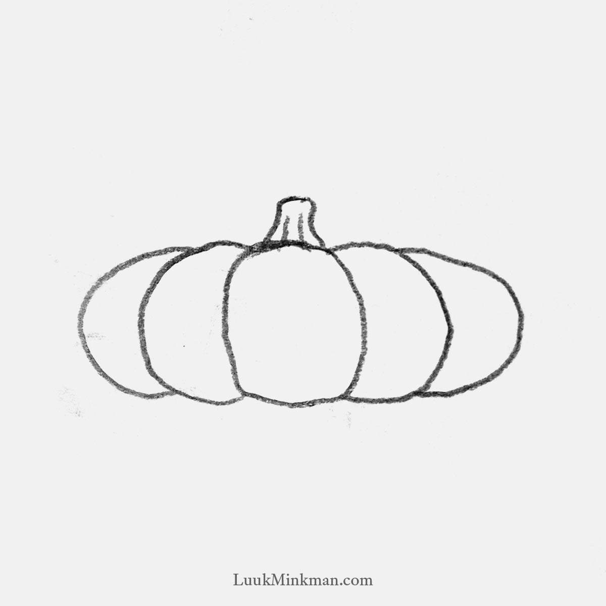 simple pencil drawing of a flat pumpkin