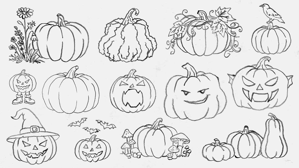 easy, fun, and creative pumpkin drawing ideas for fall and Halloween