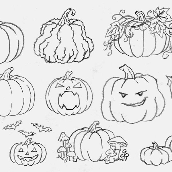 easy, fun, and creative pumpkin drawing ideas for fall and Halloween