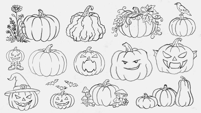 easy, fun, and creative pumpkin drawing ideas for fall and Halloween