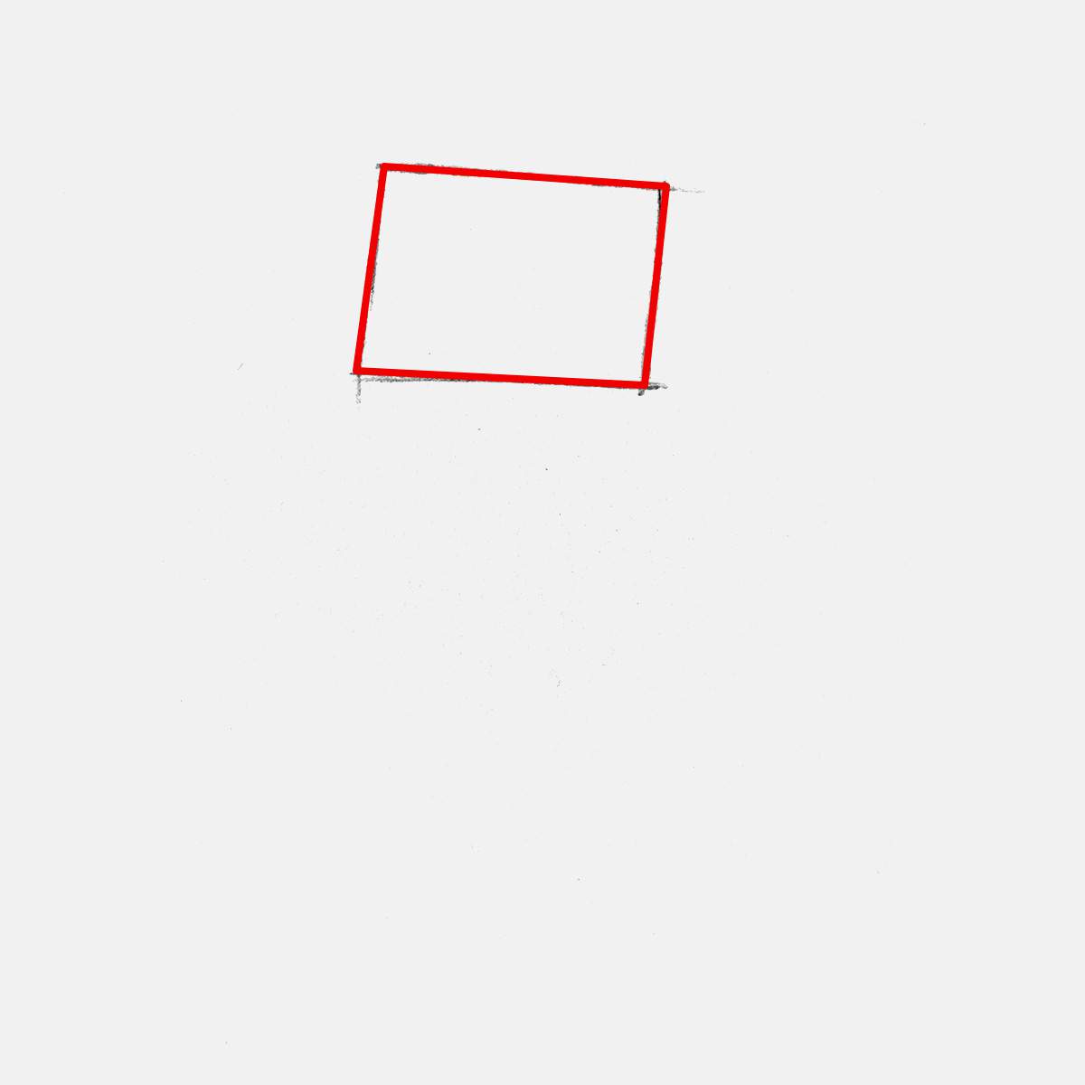 Sketch a box shape for santas head. we ill use this as a guide when we're going to sketch his actual head.