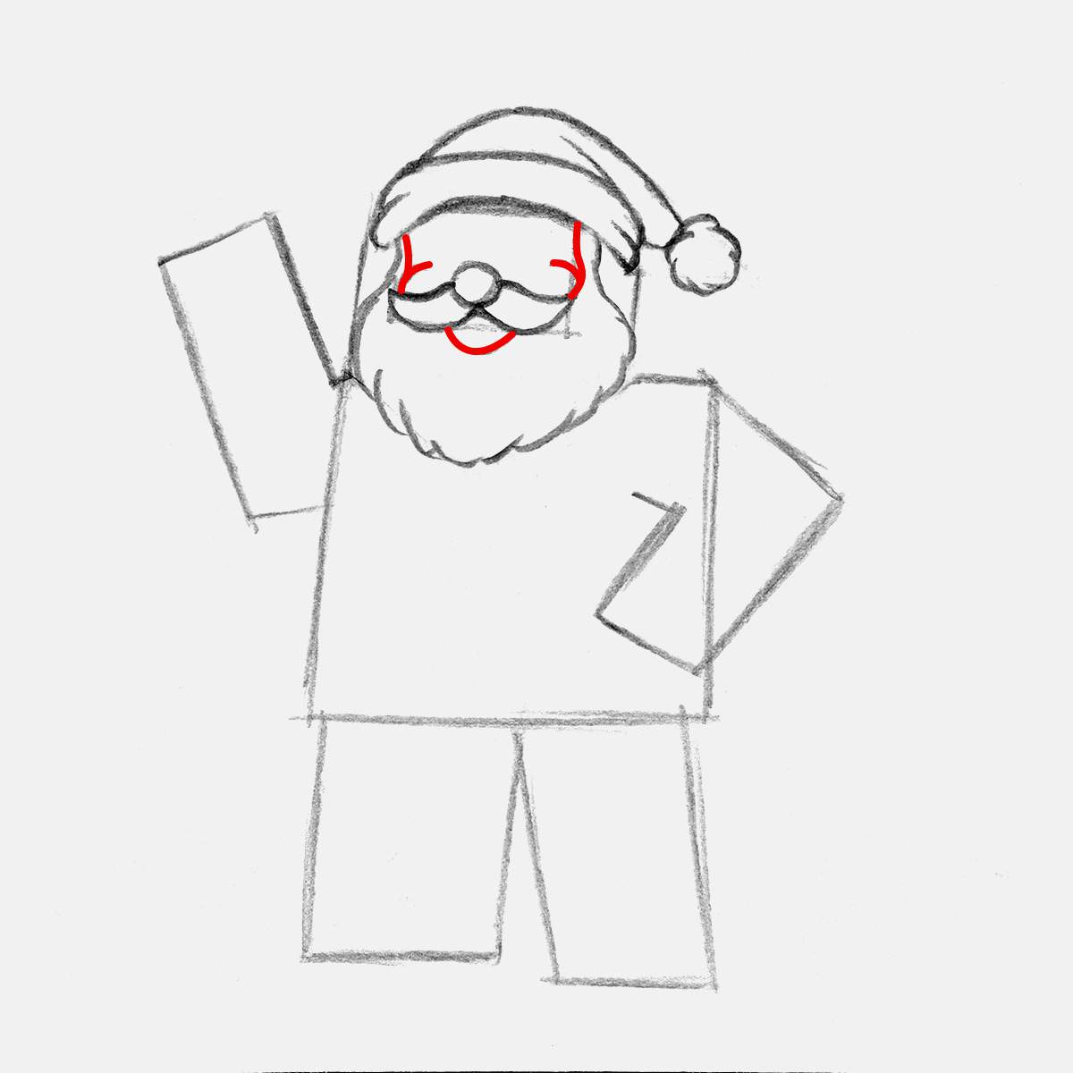 Add santa's chubby cheeks and mouth.