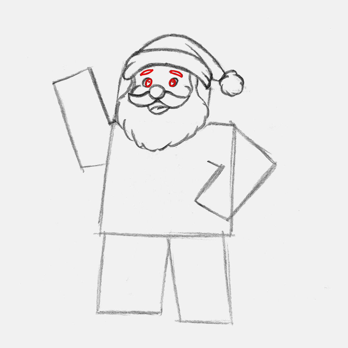 Add pupils to both eyes and eyebrows.