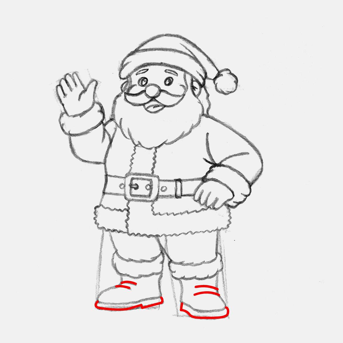 Add thick soles to santas boots and some folds lines on the top.