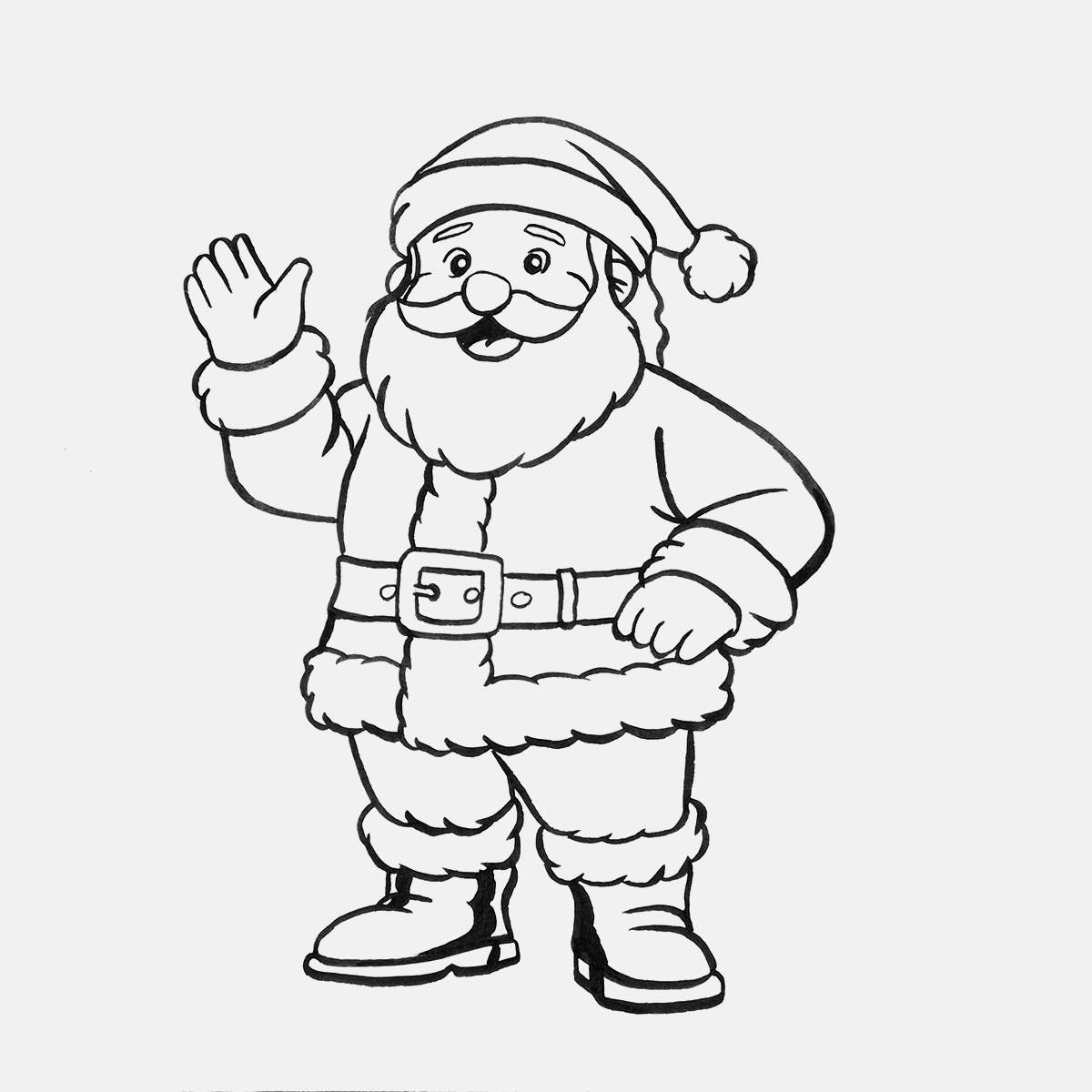 Lighten all sketch lines by rolling your kneaded eraser over the sketch. Then, color over the sketch lines with your black brush pen to create the outline drawing which we'll be coloring in next.
