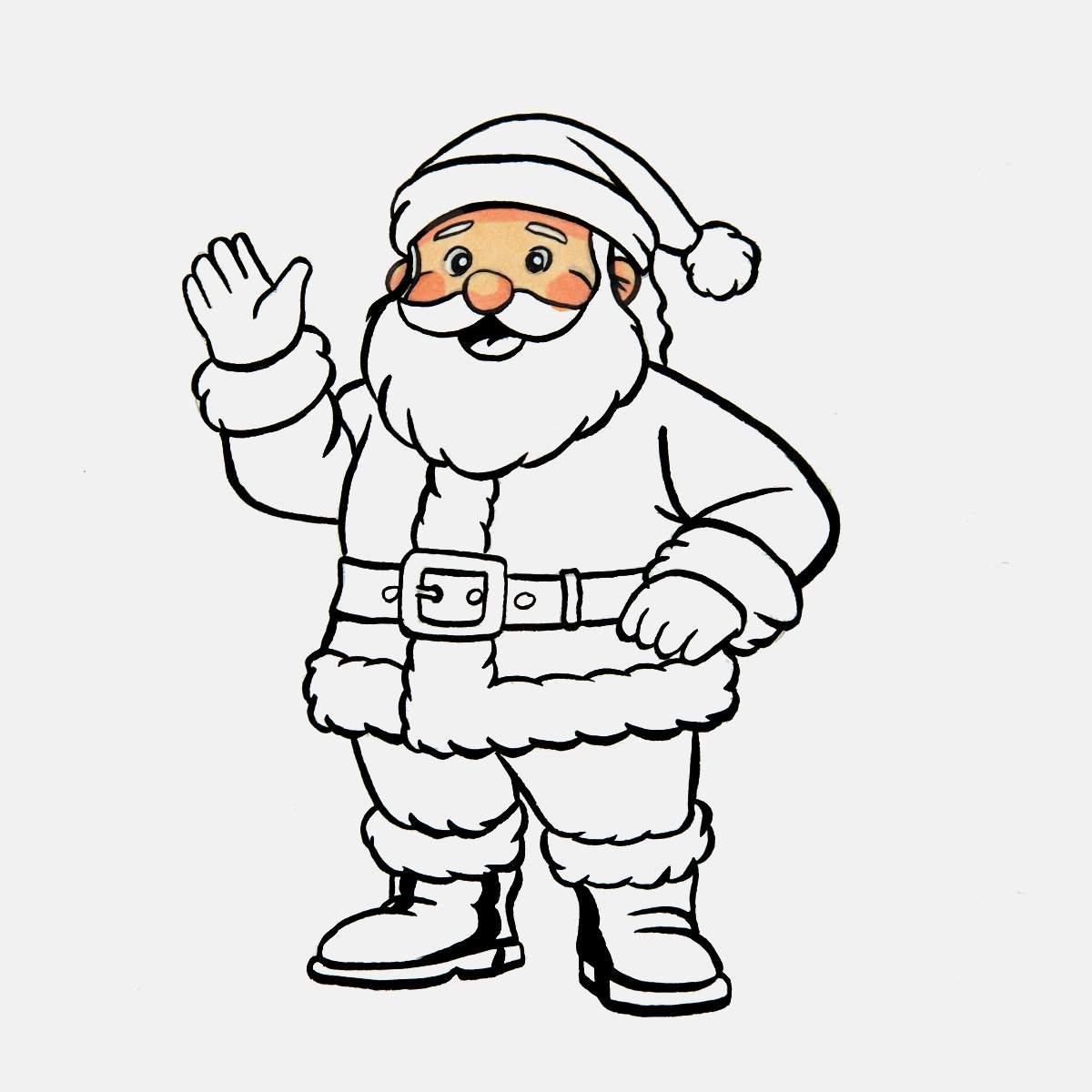 Use a blush color to add blush and shading to santa's face.