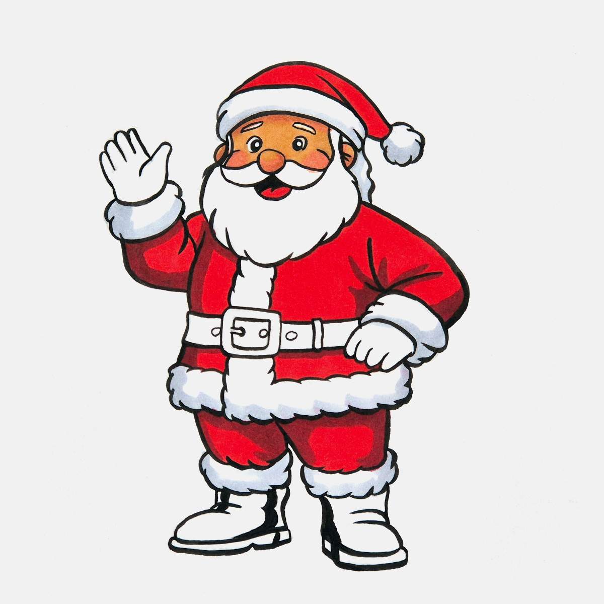 Use a light cool grey markers to add shading to all the fur trims on santa's clothing, and his beard.