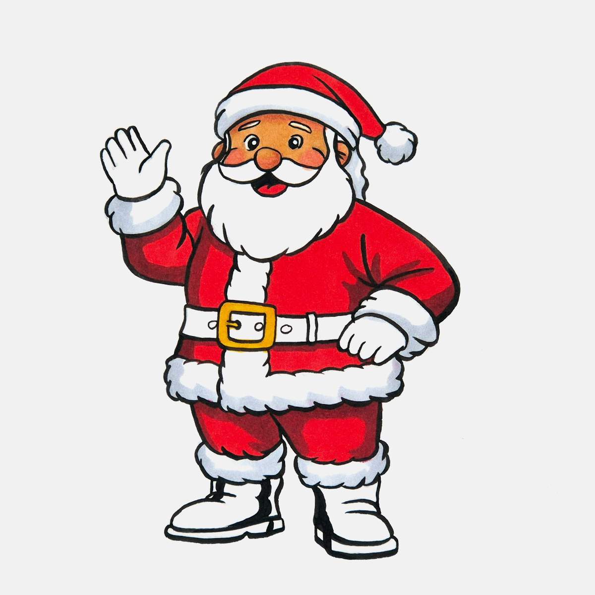 Color santa's belt buckle with a golden yellow marker.