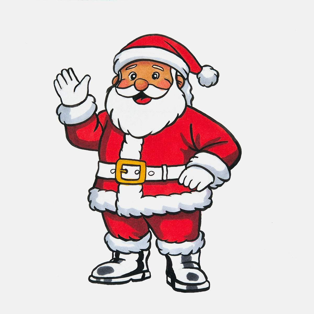 Use a medium grey to add highlights on santa's leather boots.