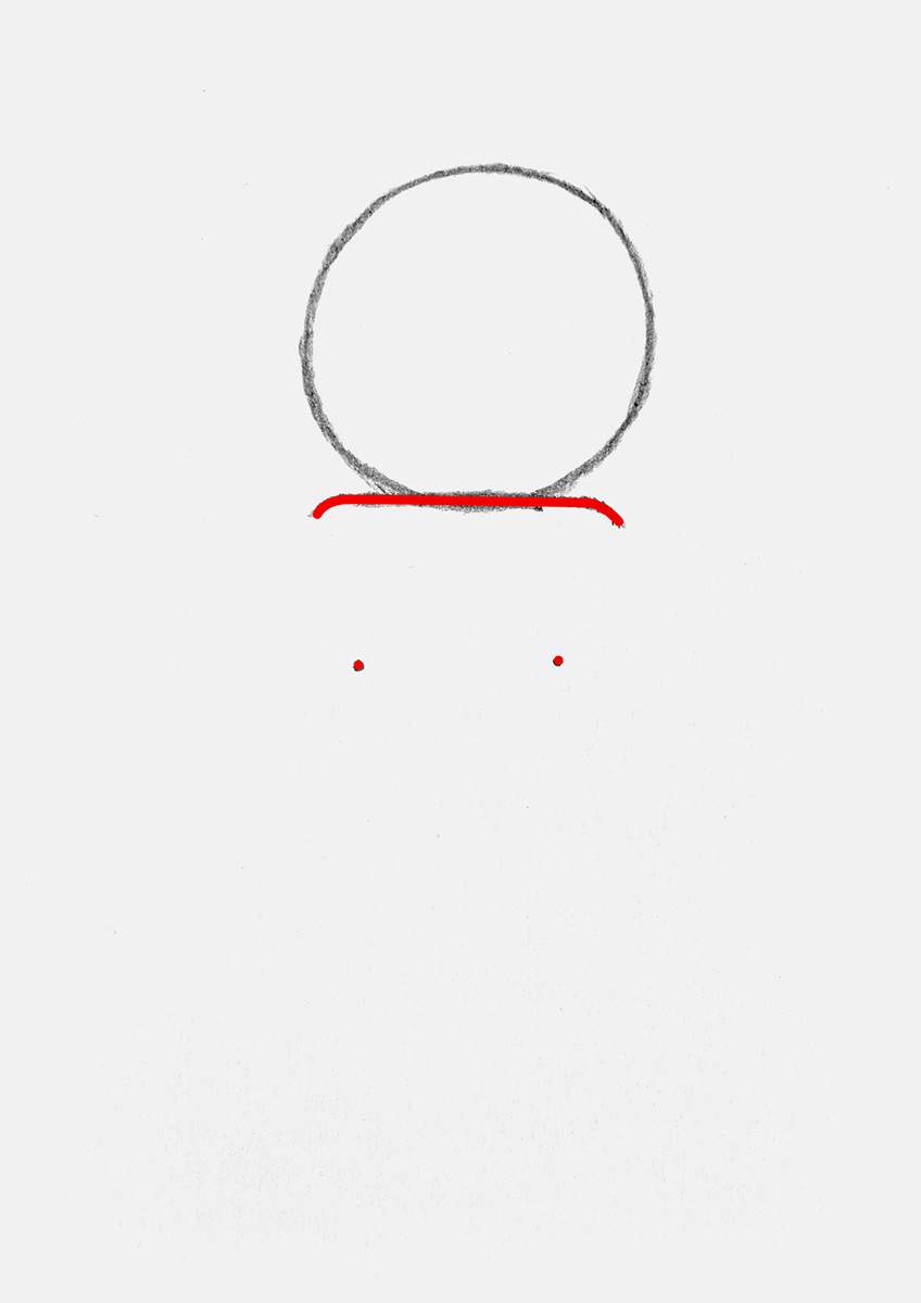 Step 2 of how to draw a gingerbread man: add the shoulder line.