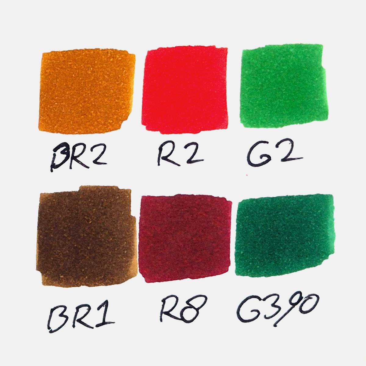 color swatches of all the marker colors used to color the gingerbread man drawing.
