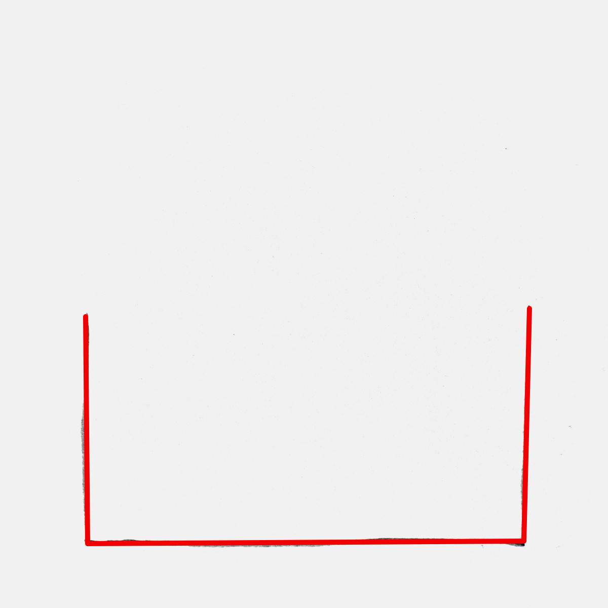 Step 1 of how to draw a gingerbread house: sketch the bottom and the side walls