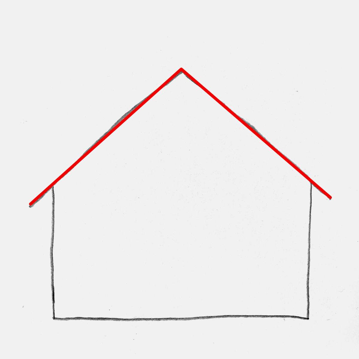 Step 2 of how to draw a gingerbread house: Add the roof panels
