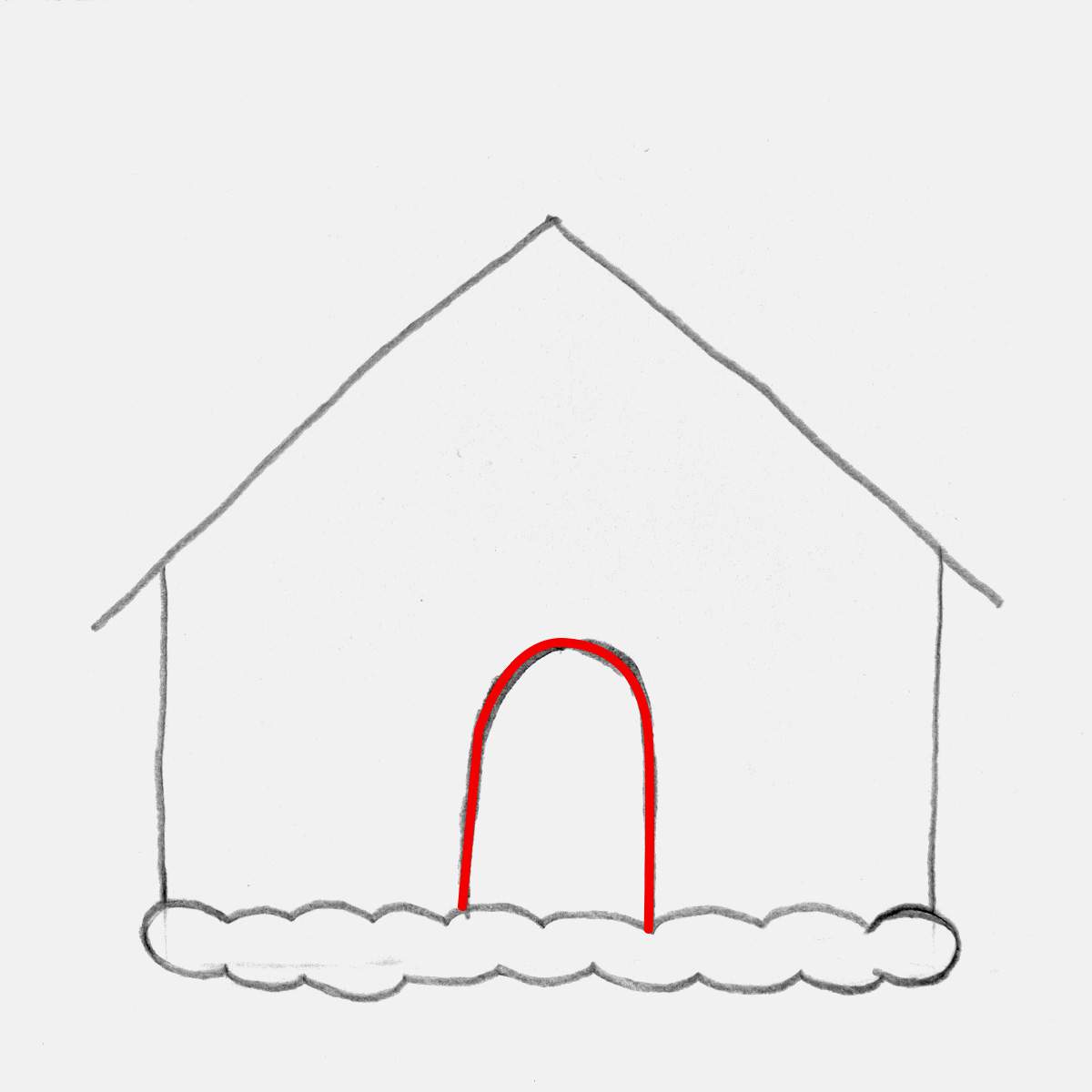 Step 4 of how to draw a gingerbread house: Add a cute cottage door