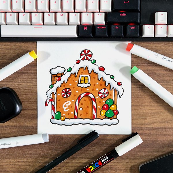 gingerbread house drawing easy