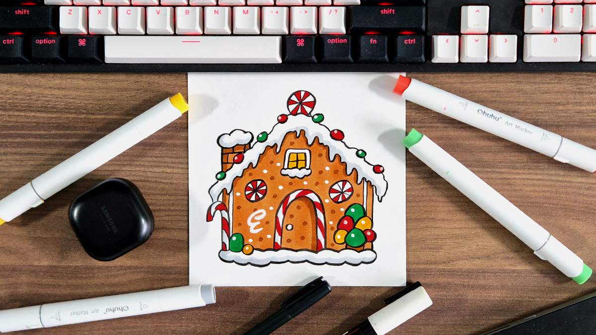how to draw a gingerbread house step by step easy