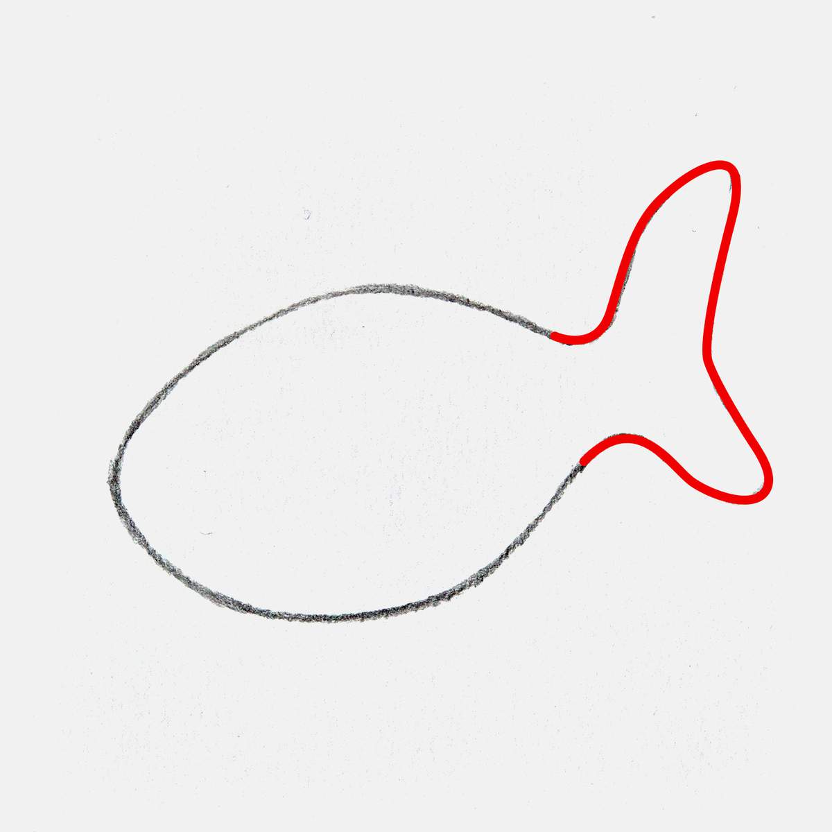 easy koi fish drawing tutorial step 2: add the tail fin of the koi fish