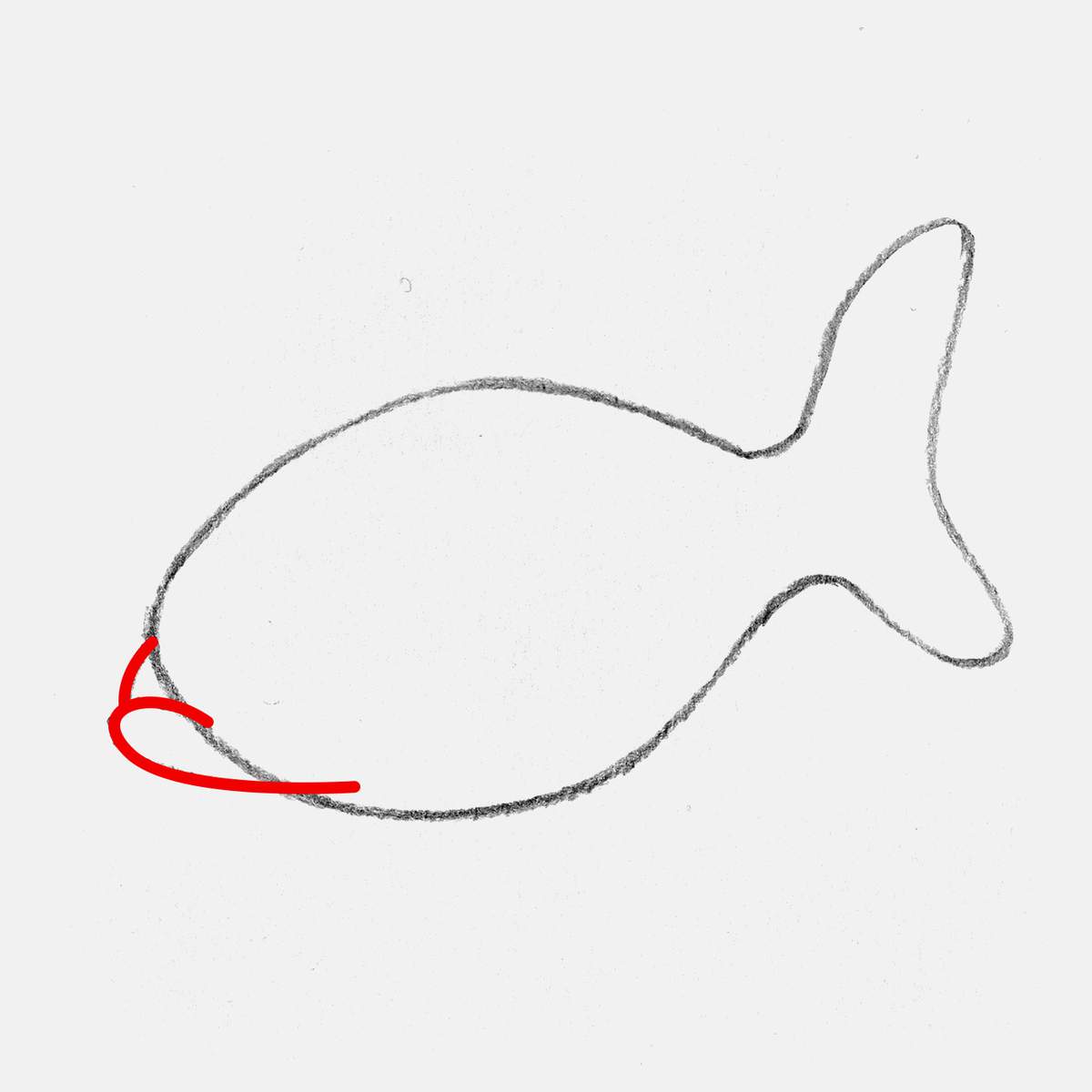 easy koi fish drawing tutorial step 3: sketch the mouth of the koi fish