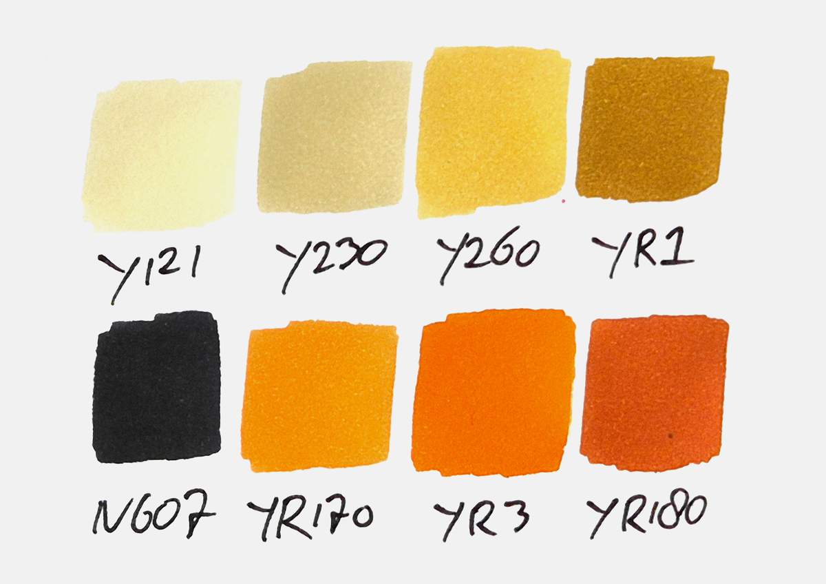 Color swatches of the 8 ohuhu honolulu markers I used to create this koi fish drawing