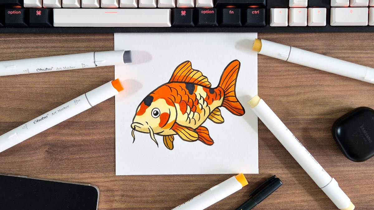 detailed guide on how to draw a koi fish step by step
