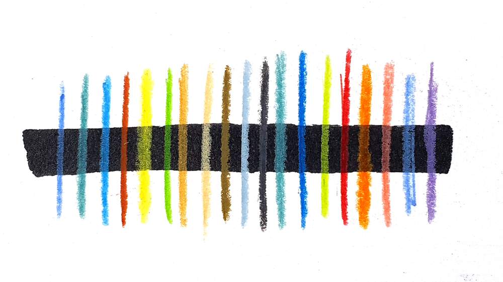 opacity test of the pigment of the derwent coloursoft colored pencils