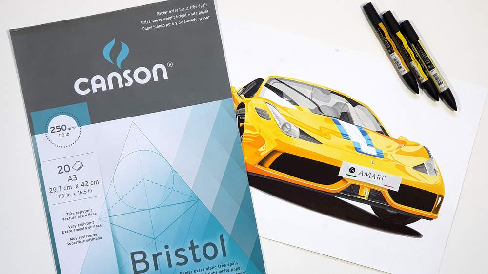 canson bristol paper and car drawing of a ferrari 458 speciale aperta made with alcohol markers on canson bristol paper - canson bristol paper review