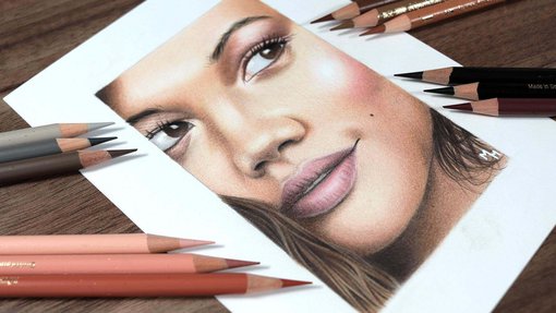 Realistic Drawing of a Portrait made with colored pencils