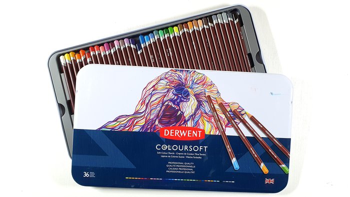 box of derwent coloursoft colored pencils