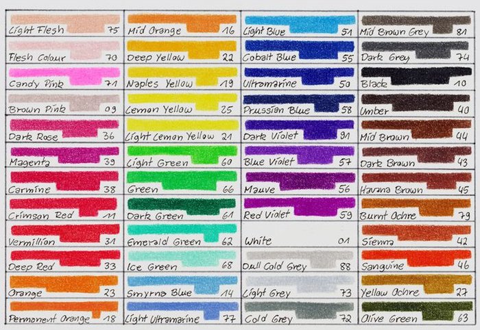 bruynzeel design colour colored pencils color chart
