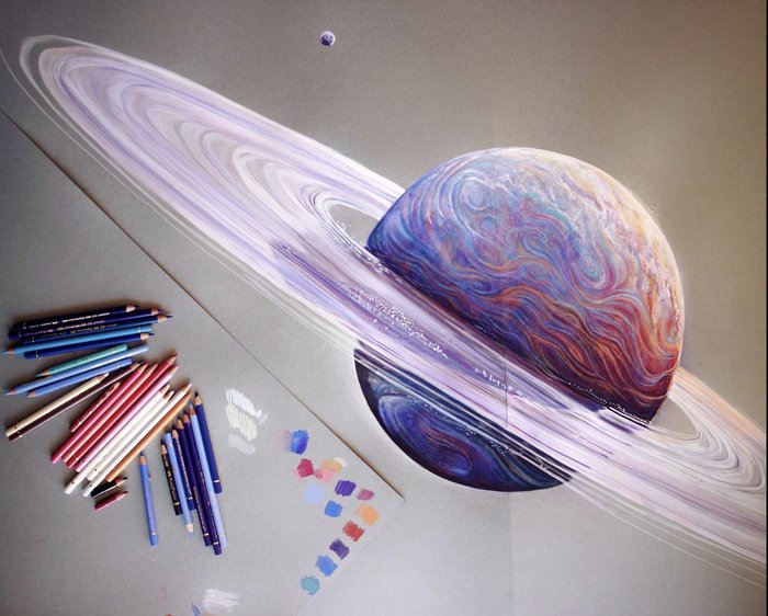 colored pencil drawing idea: rings of saturn