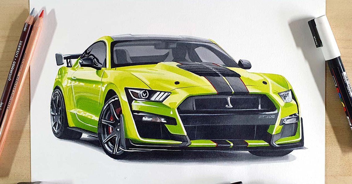 How to Draw Shmee's Ford Mustang Shelby GT500 Step-by-Step