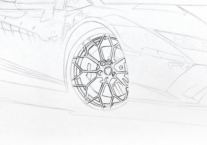 step 2: outline the black parts to draw wheels