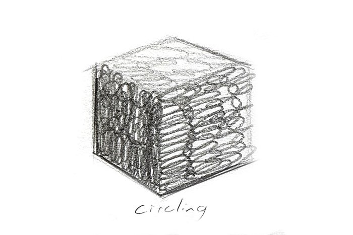 Cube drawn using circling motions