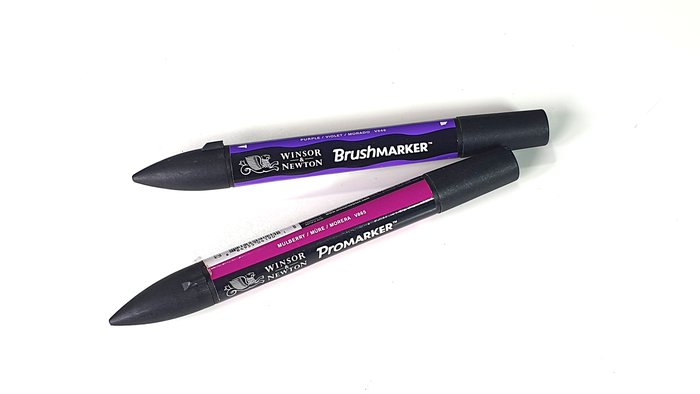 two alcohol based markers: winsor and newton promarkers