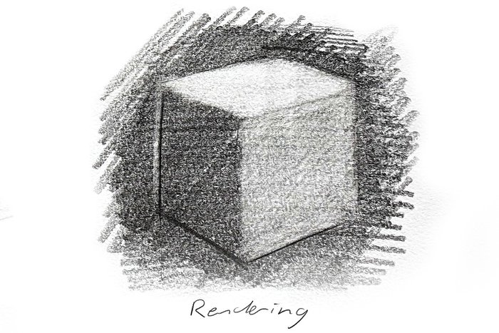 cube drawn using the rendering method
