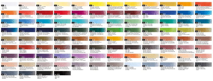 color chart of the caran d'ache luminance colored pencils. the best colored pencils